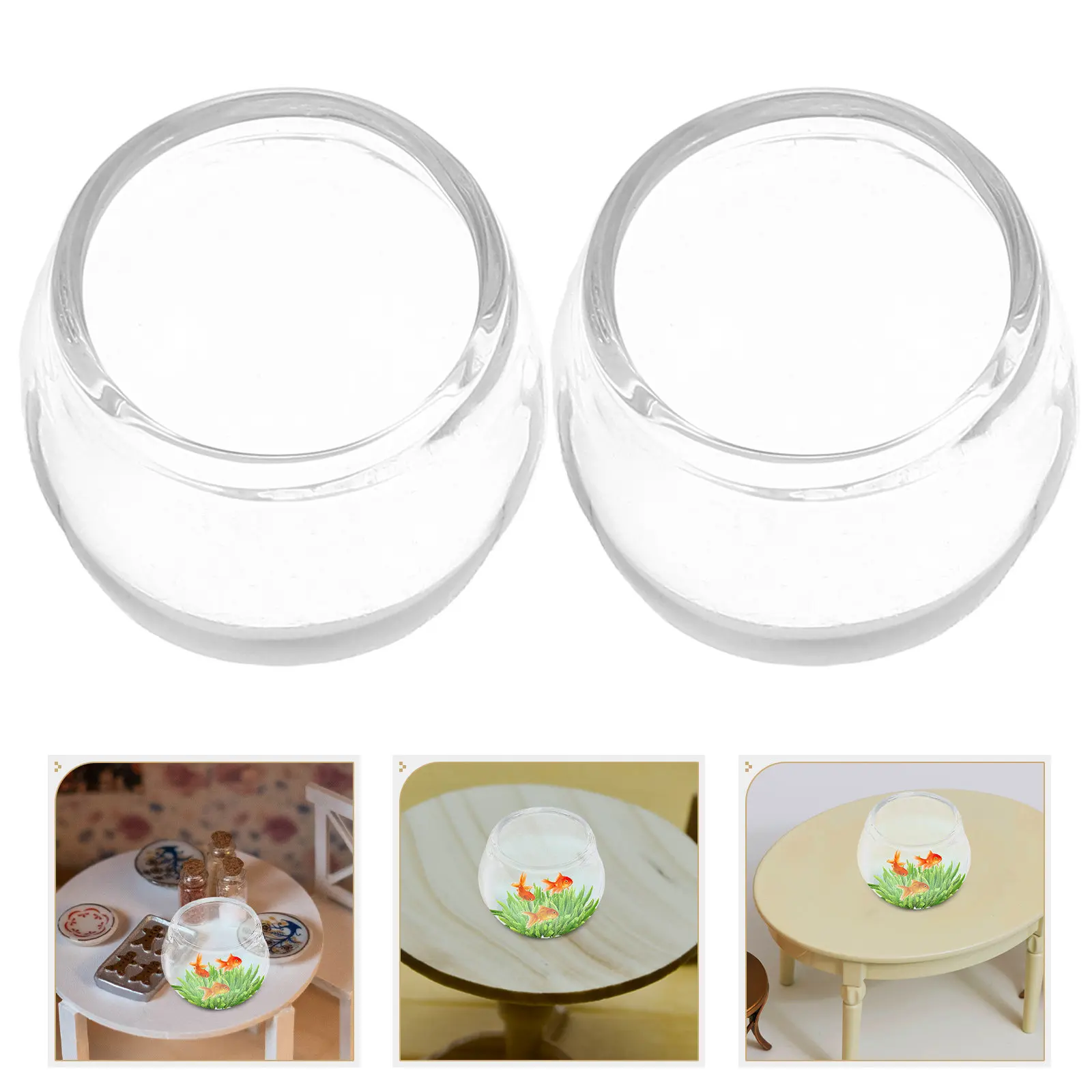 

6Pcs Tiny Glass Fish Bowl Mini House Decoration Miniature Fish Tank Ornament for Micro Landscape Scene Kitchen Table Centerpiece
