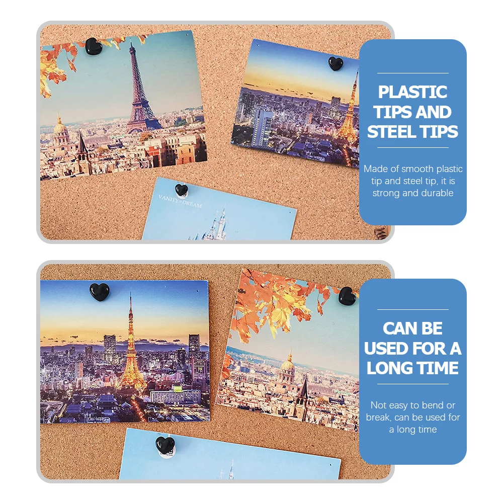 200 قطعة من دبابيس الإبهام على شكل قلب من البلاستيك الفاخر الصلب صنعة بديعة متعددة الملحقات مستلزمات المنزل #3