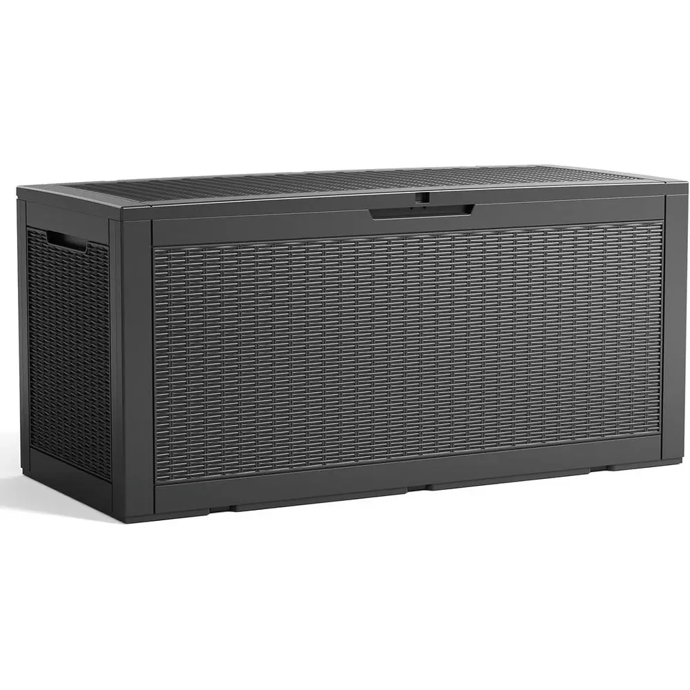 

Large 100 Gallon Resin Deck Box - Lockable Outdoor Storage for Cushions, Tools, and More in Black