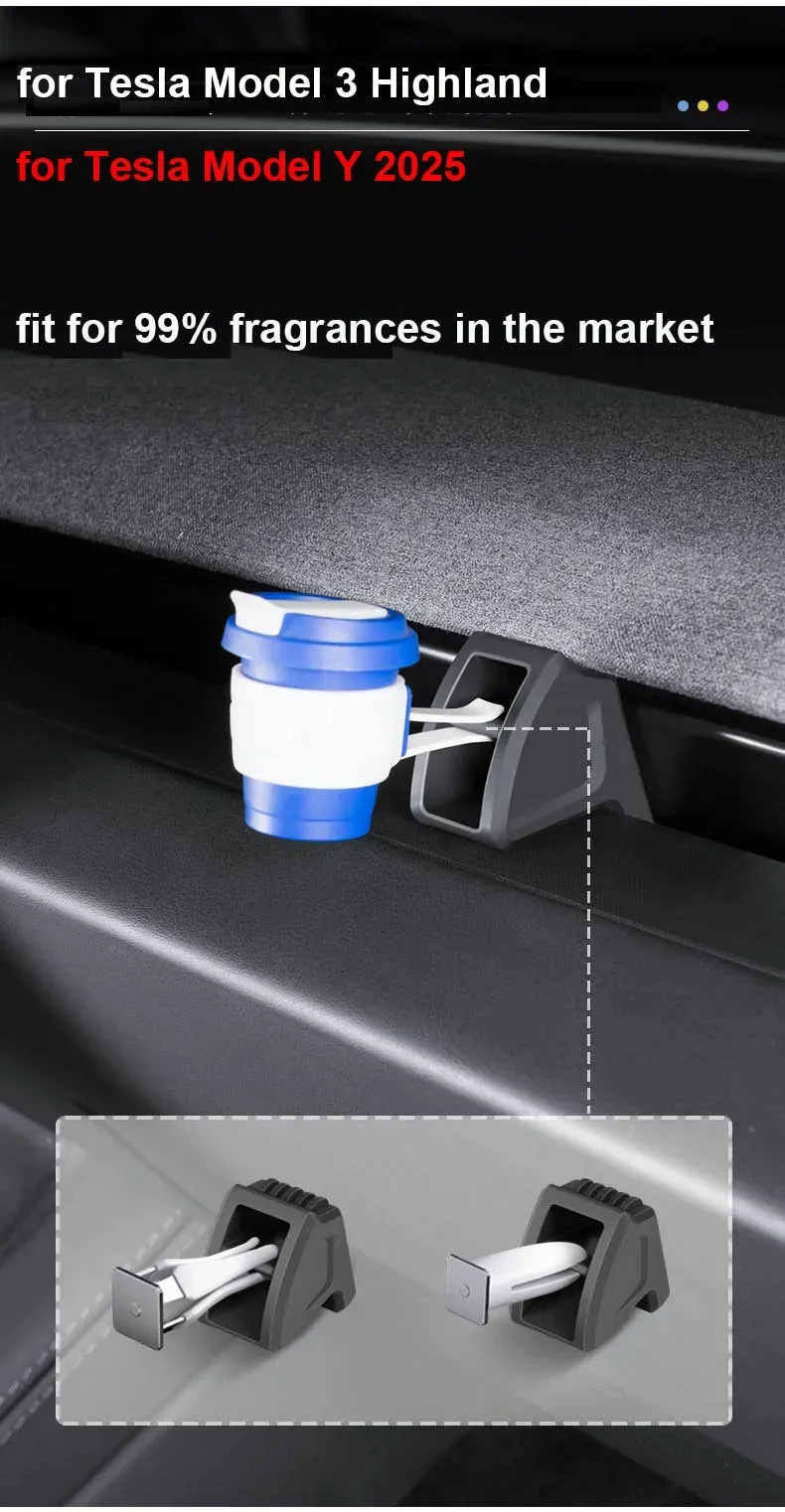 Für Tesla Model Y Juniper 2026: Lüftungsclip-Lufterfrischer, Aromatherapie-Halterung für Luftauslass, Model3 Highland Gadget-Ständer – Detail 4