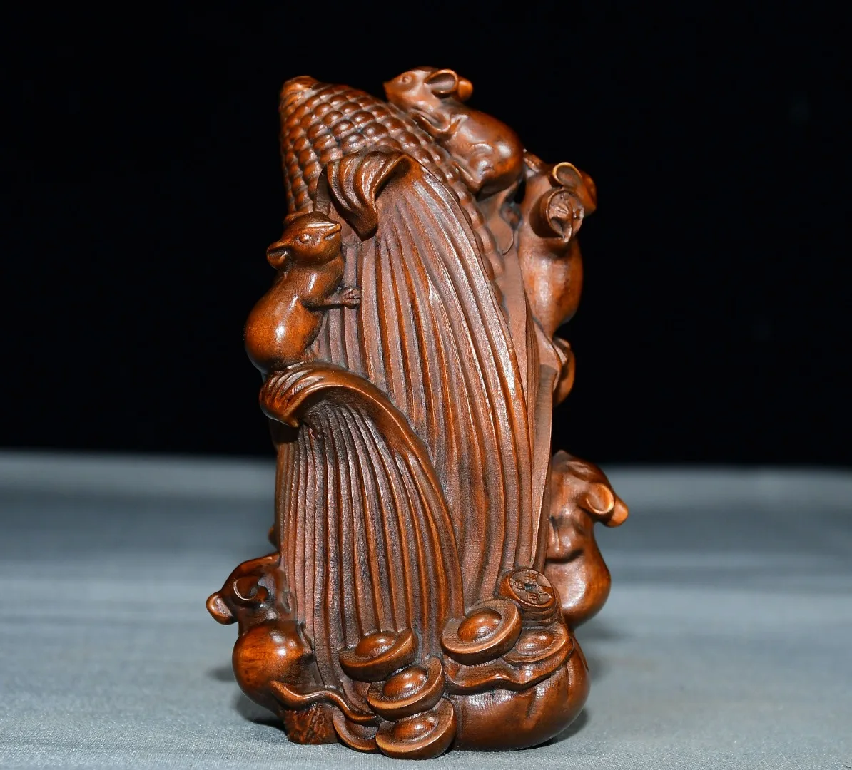 Folk Collection Old Boxwood Lucky handwriting pattern Wooden toothpick box Cricket jar Study Amass wealth Ornaments