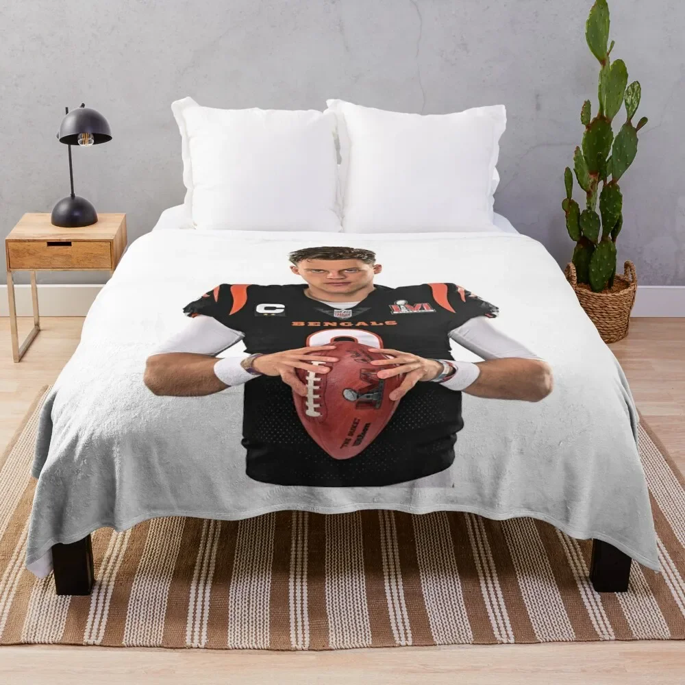 Natural Soccer League Overcome Yourself Joe Burrow Graphic Gift Throw Blanket Bed Fashionable Soft Plush Plaid Warm Blankets