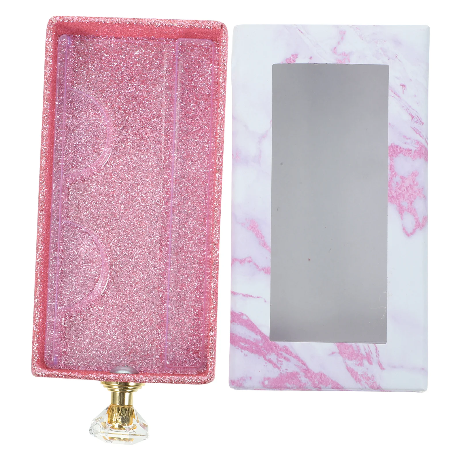 

Diamond Handle Drawer Case For False Eyelash Storage Box Clear Window Rectangle Portable Travel Organizer