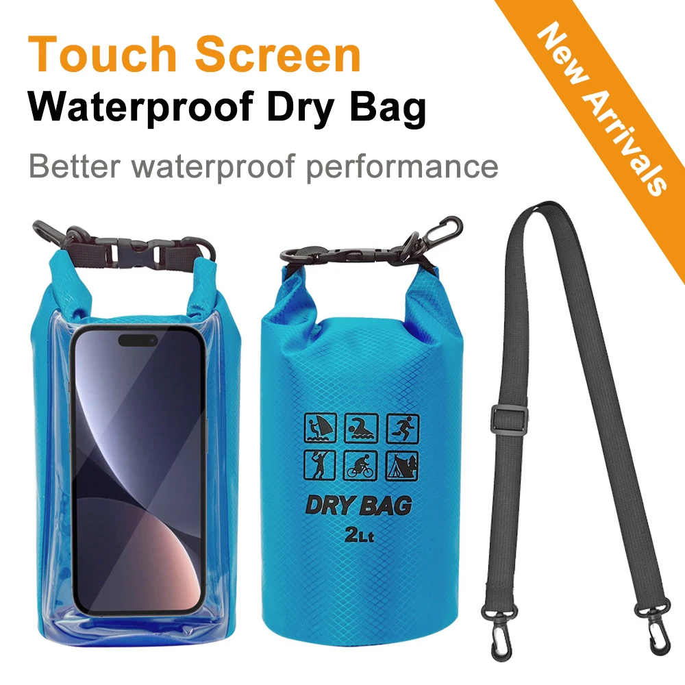 Mobile Phone Waterproof Dry Bag 2L/5L PVC Swimming Waterproof Bag for Trekking Drifting Rafting Surfing Boating Storage Bag