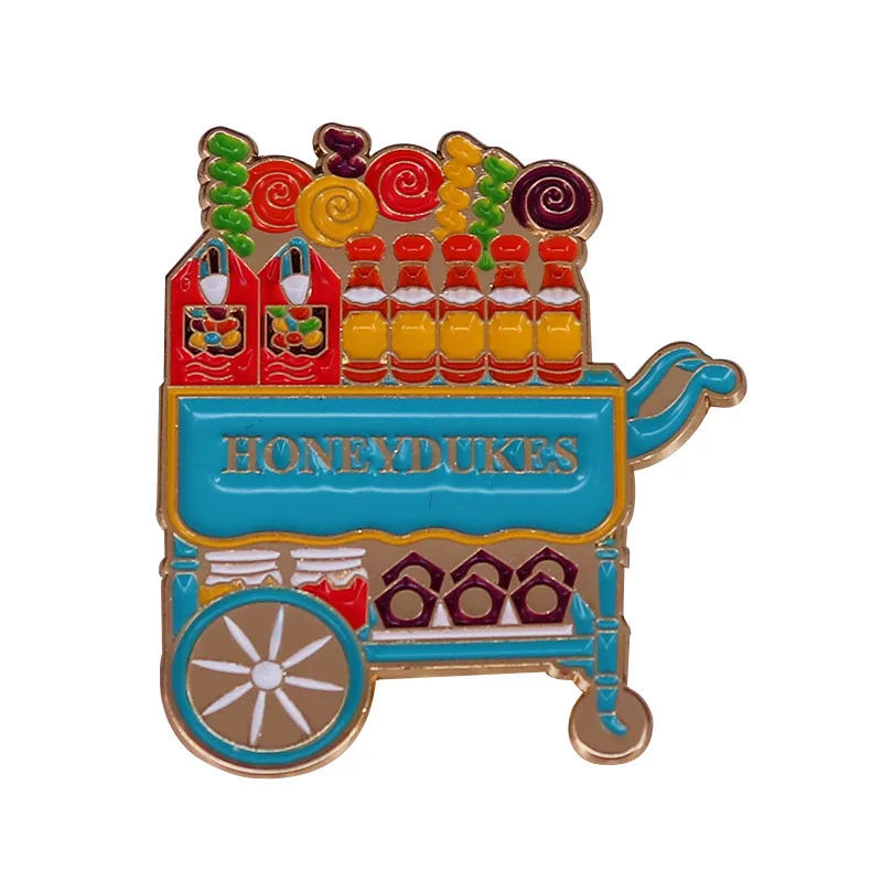 Candy Cart Hard Enamel Pin Magic Fantasy Candy Store Badge Brooch for Jewelry Accessory Christmas Gifts