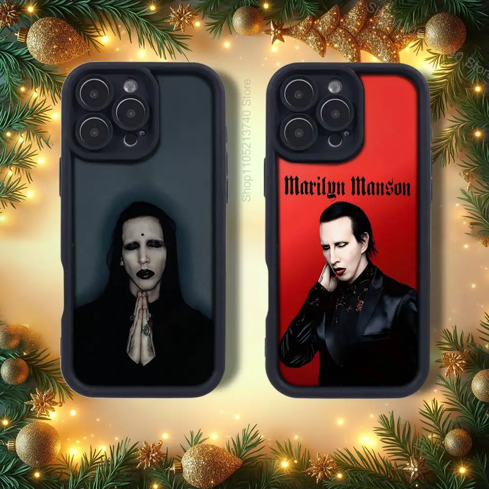 

M-Manson Singer MarilynS-ES Phone Case For iPhone 14,12,17,15,11,13,16,Pro,E,Plus,Max,SE4,Air Silicone Cover emery Black