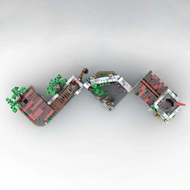 MOC Architecture modulaire médiévale paquet de loup ruines château modèle de construction blocs de construction briques à monter soi-même jouets cadeaux de noël pour enfants