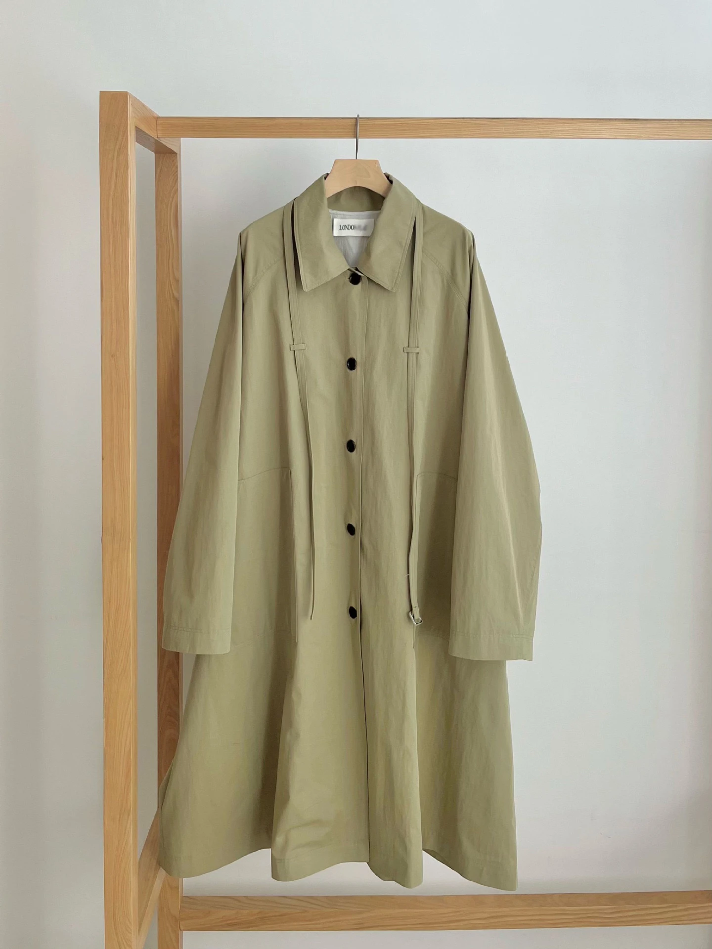 Loose Long Coat with Thin Waist Belt Spring New Design Women's Busin Casual Sle Pure Color  Collar Single Button