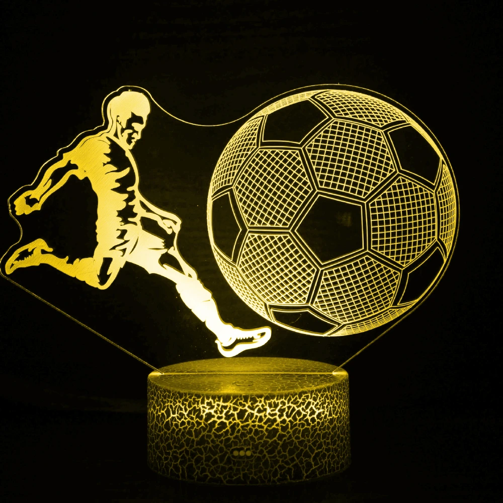 Nighdn Football Lamp for Boy Night Light LED Illusion Nightlights Bedroom Decor Acrylic USB Tabe Lamp Birthday Christmas Gift