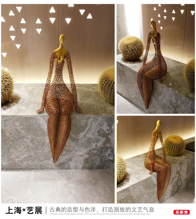 ホテルのカスタム現代座り姿勢抽象フィギュアステンレス鋼の彫刻