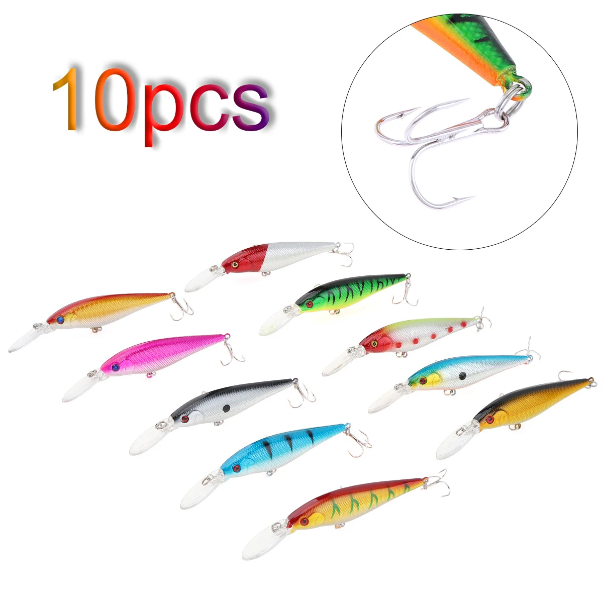 10pcs/set 10.5g 11.5cm Fishing Lure Fit Artificial Hard Tackle Floating Minnow with 3D Eyes and Steel Ball