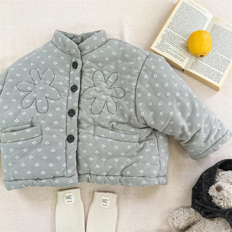 Winter Children Plus Velvet Thick Warm Coat Girls Cotton Padded Jacket Baby Boys Fleece Quilted Jacket Kids Clothes 1-8 Years