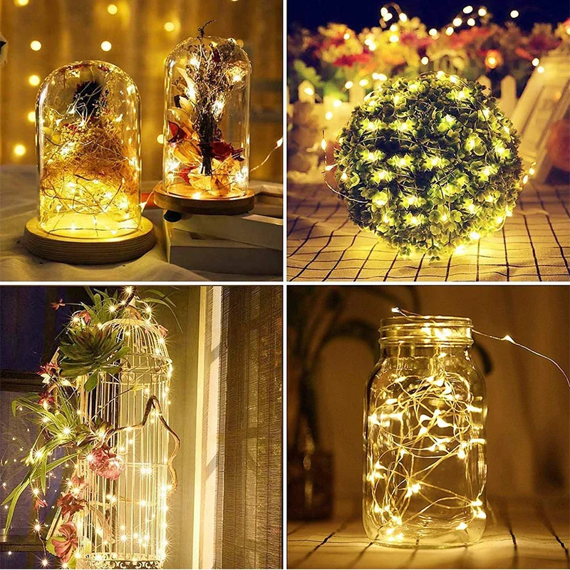 Solar LED Copper Wire String Lights 8 Modes Outdoor Waterproof Fairy Lights Garden Yard Christmas Holiday Party Decor Lighting