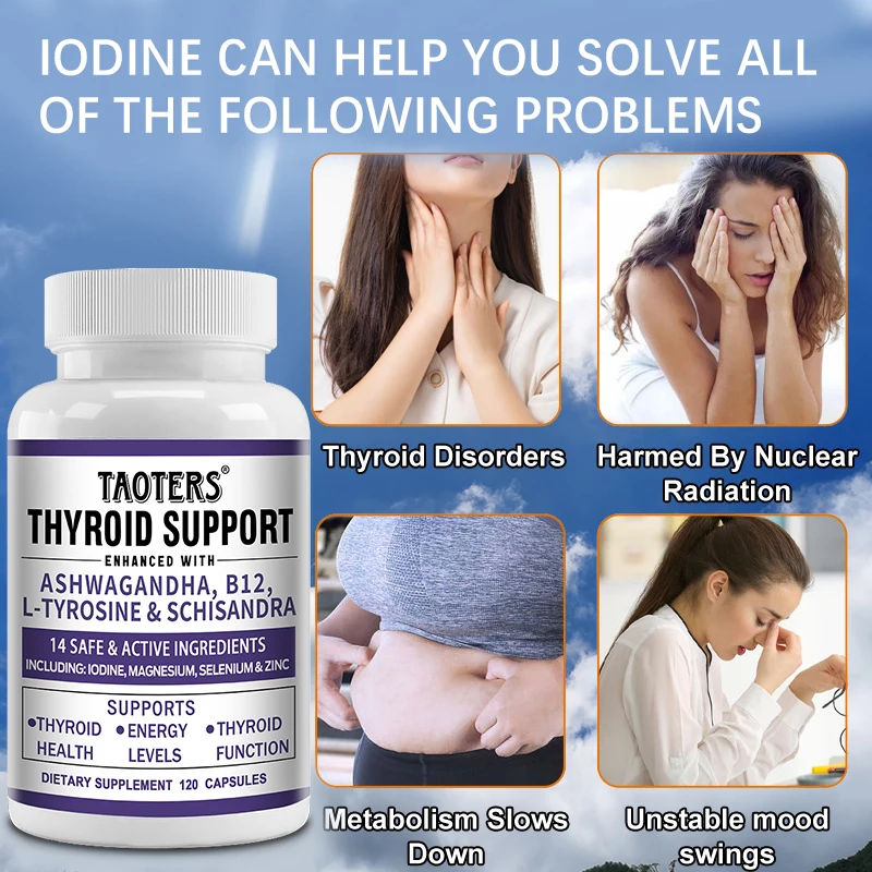 Thyroid Support Complex with Iodine: Energy, Metabolism and Focus Formula. Vegan, Soy and Gluten Free.