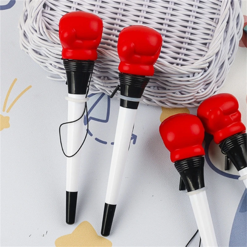 6 قطع قلم حبر جاف ناعم للكتابة، قلم زيت مضحك، قفازات ملاكمة، قلم حبر جاف، قلم قرطاسية، لوازم مكتبية مدرسية