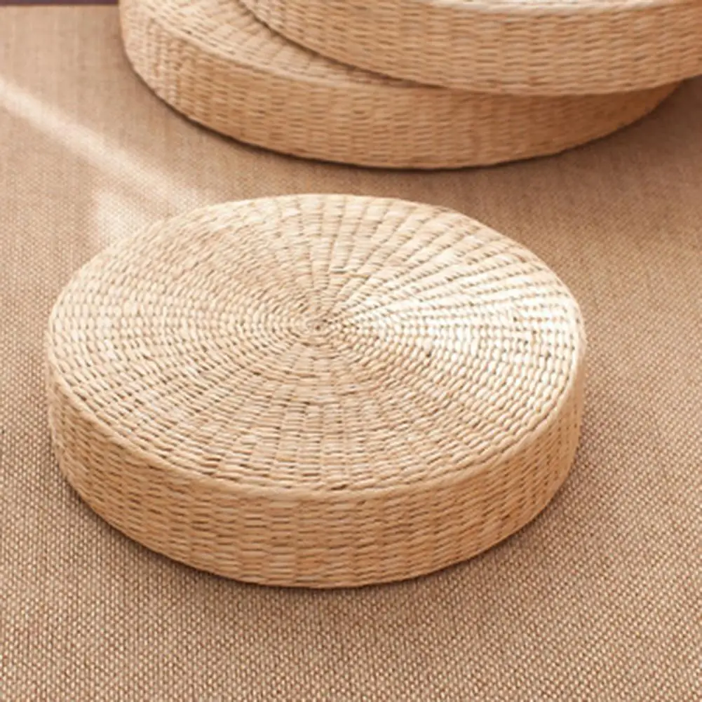 Tatami Cushion, Breathable Multi-purpose Widely Applied Handmade Pillow, Comfortable Round Shape Straw Weave Chair Seat Mat