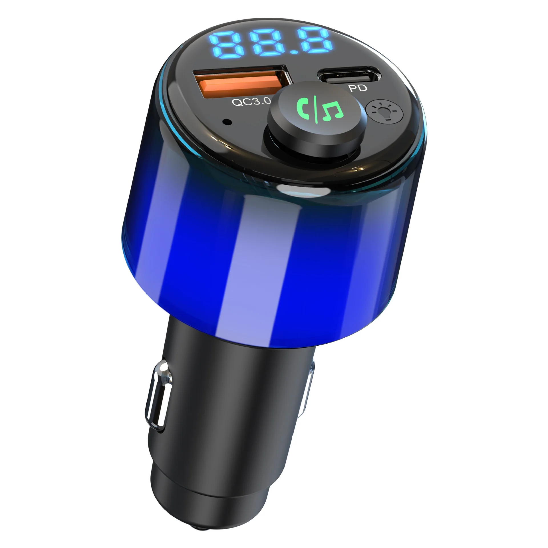 BC90 Car Bluetooth MP3 Player with Car Fast Charge Music Ambient Light 2024 New FM Transmitter