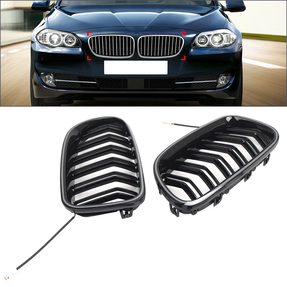 Front Kidney Grille Grill With Light Strip For BMW 5 Series F10 F11 2010-2016 Not For F07 Not For Models with Night Vision