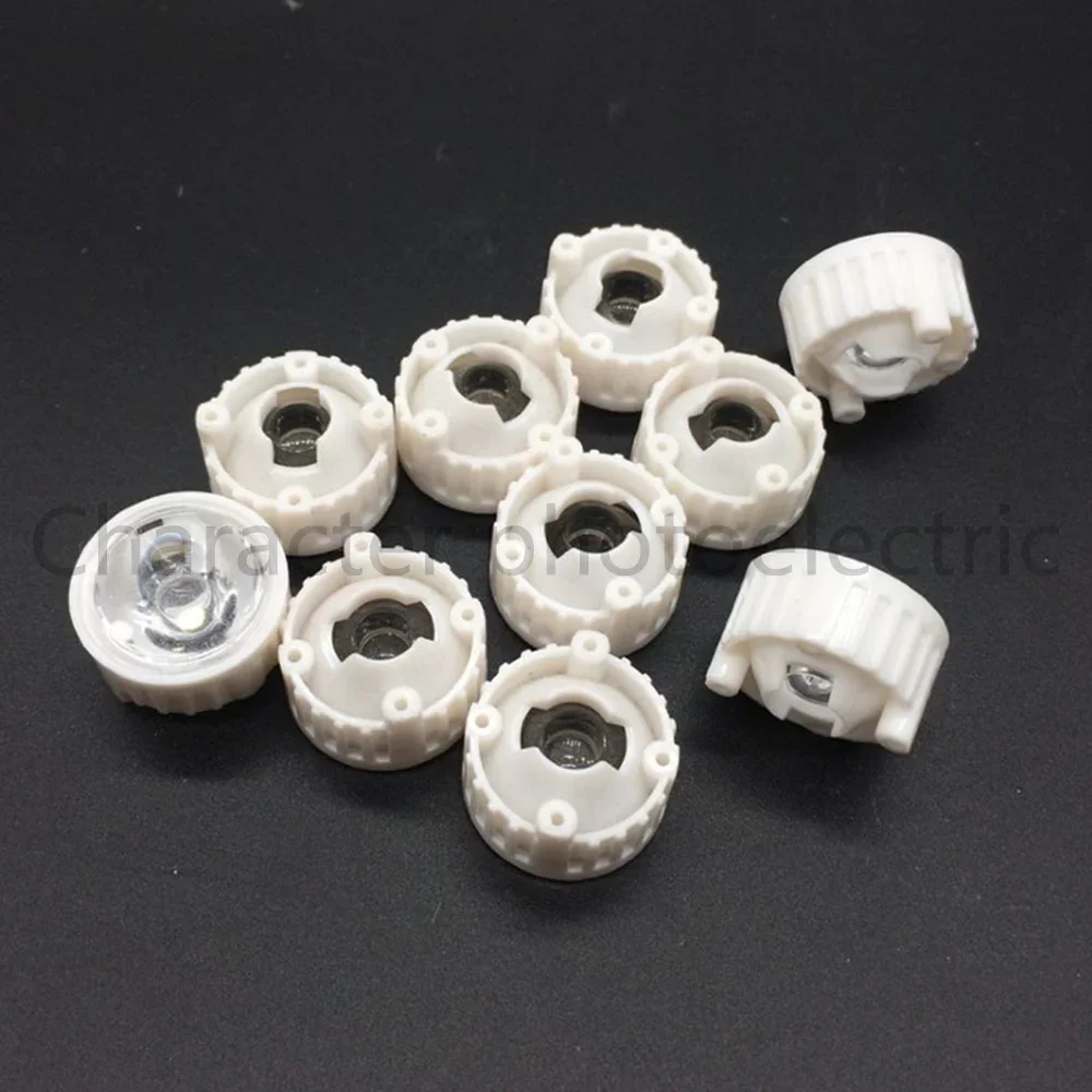 20pcs/lot LED lens for 1W 3w LED light black white holder 20mm high quality 5 10 30 45 60 90 120 degree optical lens