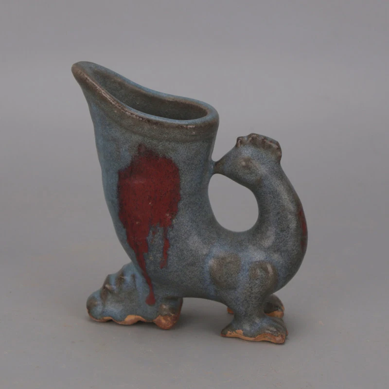 Song Dynasty Jun Kiln Blue Glaze Splash Color Phoenix Cup Vintage Home Decor Gift Collectible