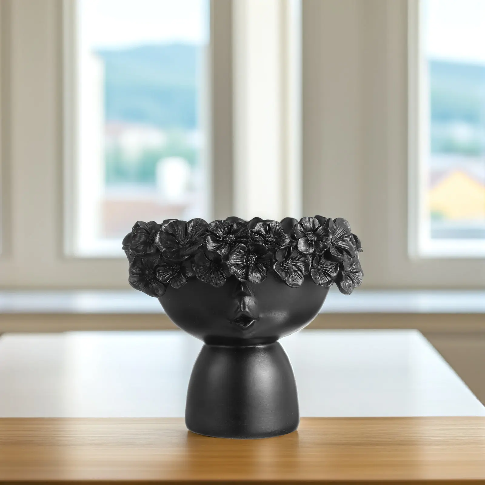 Head Flower Creative Ceramic Succulent Planter Small Garden Flowerpot Decoration Home Office Balcony Plant Basin Lovely