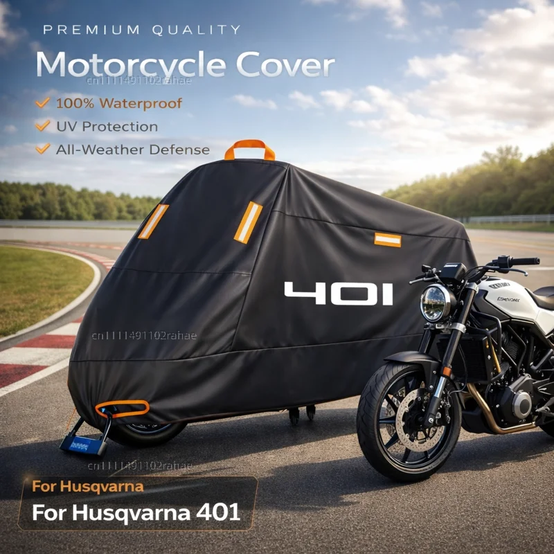 

For Husqvarna 401 Outdoor Motorcycle Cover Waterproof Heavy Duty Polyester Tarpaulin UV Protective Rain Dust Sun Scooter Cover