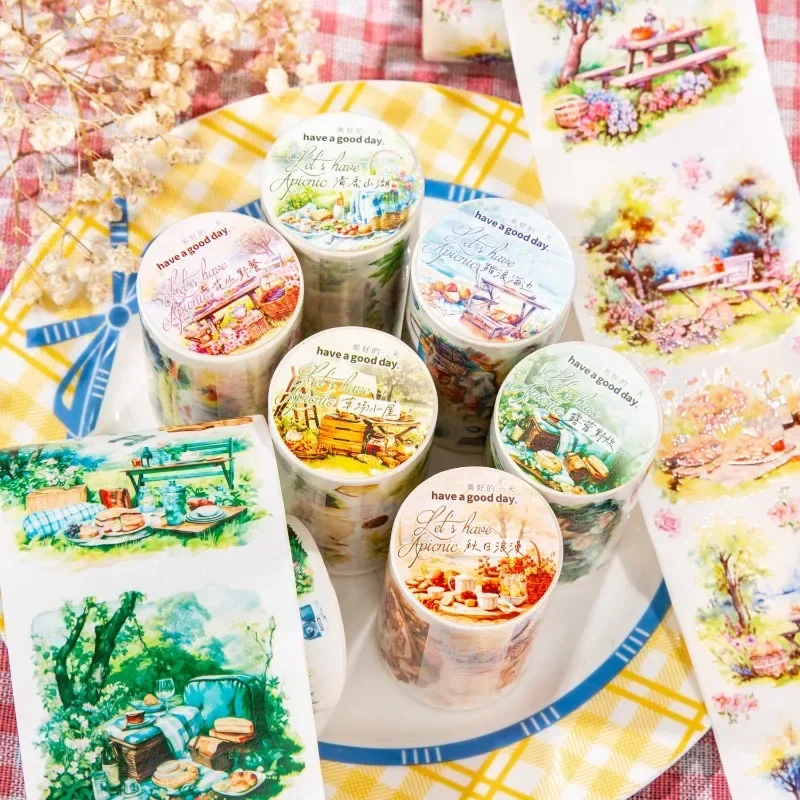 1Roll 2M Landscaping Handbook DIY Material Loop Supplies Stickers Package Diary Scrapbook Tape Picnic Bar INS Writing 65mm*2M