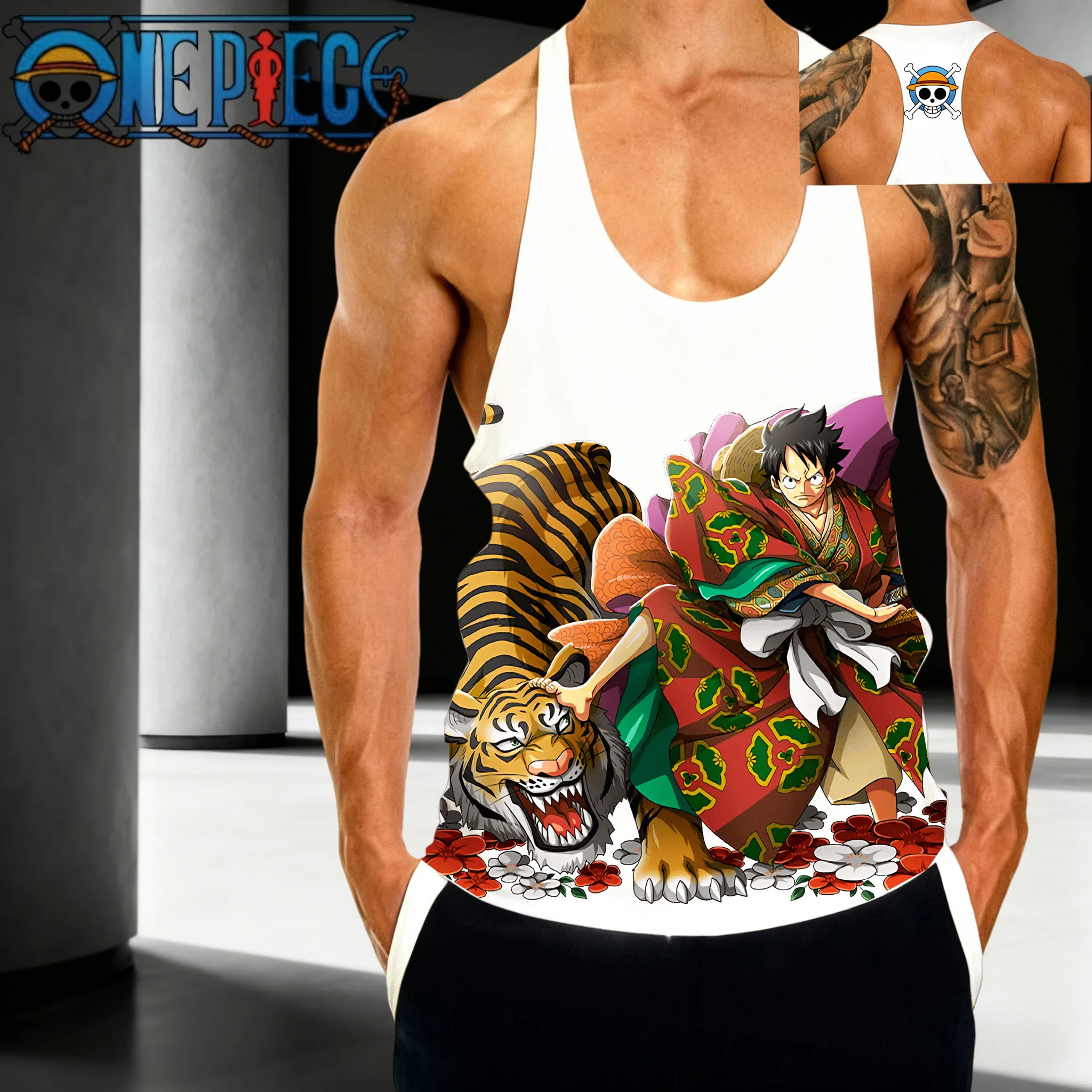 Tema popolare Anime "One Piece" Munch D. Luffy Pattern 2025 Gilet senza maniche in puro cotone traspirante per fitness sportivo da uomo estivo