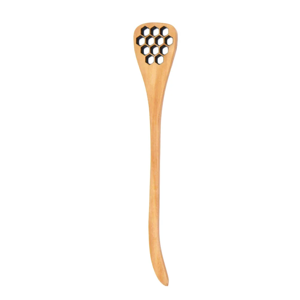 Wooden Honey Spoons 5pcs – Long Handle Hollow Carved Stirring Dippers for Honey, Maple Syrup & Lemon Tea