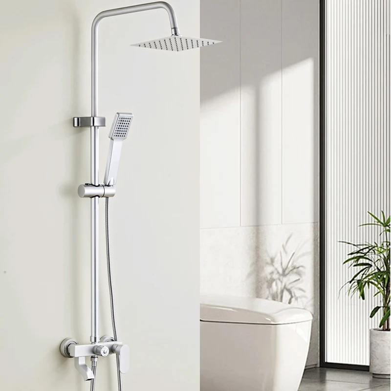 Aluminum Rainfall Shower Set 3 Functions Hot Cold Bathroom Shower System Featuring Ceramic Valve Core Rain Spray