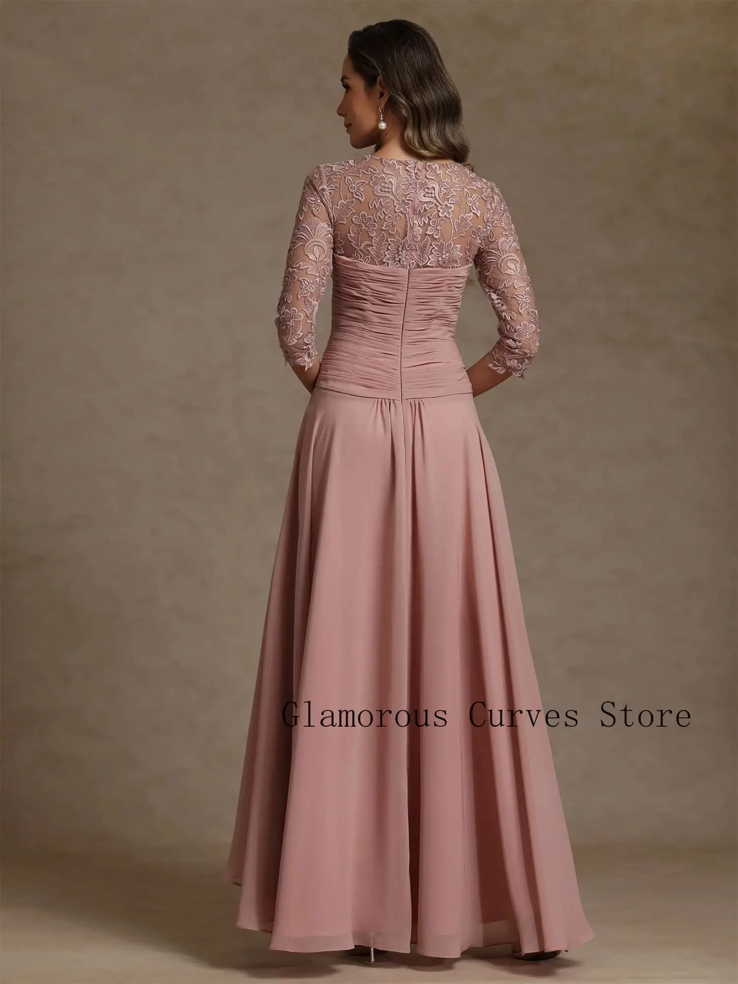 Customized High Low Dress Chiffon Mother of The Bride Dress Ruched Sweetheart 3/4 Sleeve Formal Wedding Party Evening Dresses