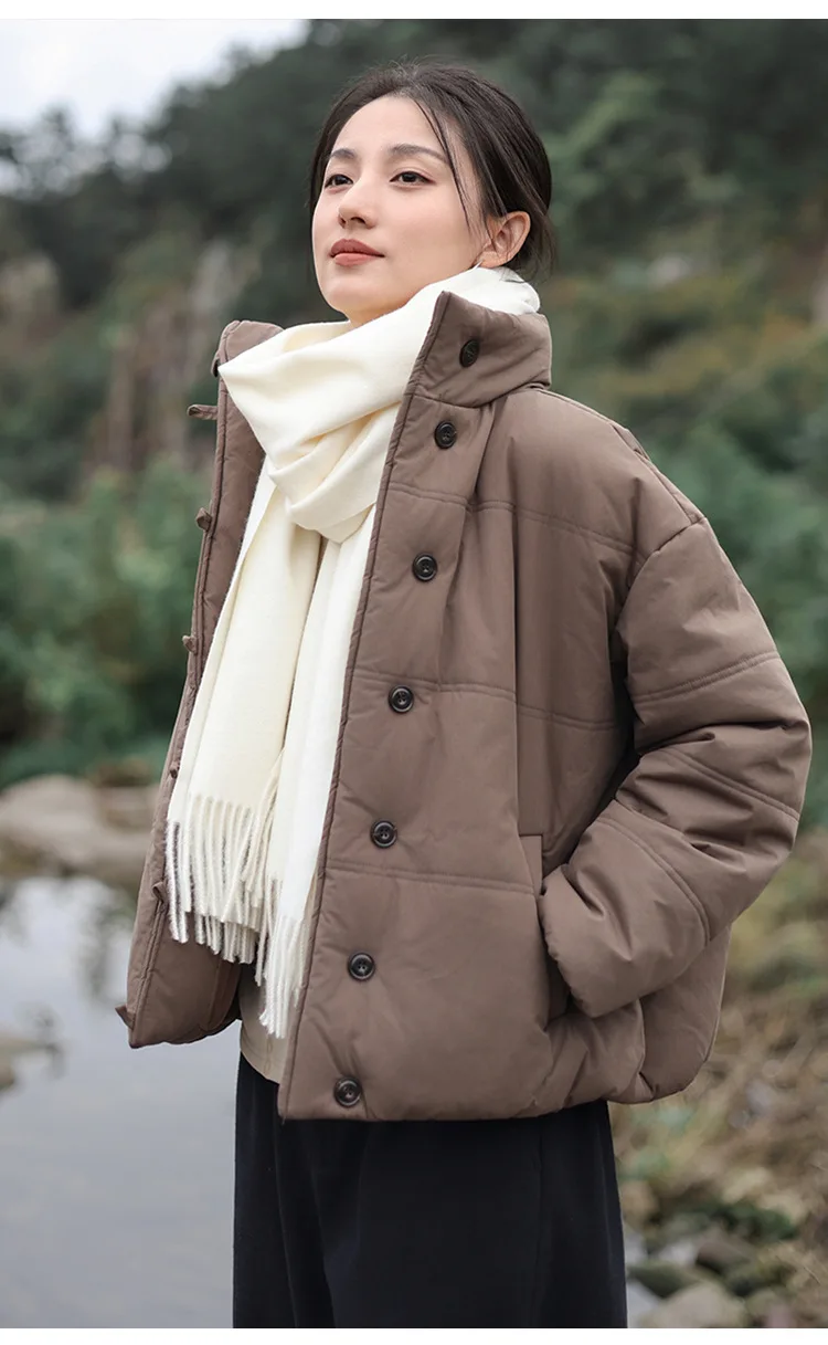 

Women's Winter Cotton Jacket Sandwashed Cotton Casual Quilted Coat Women's Thick Warm Cotton Coat Soft