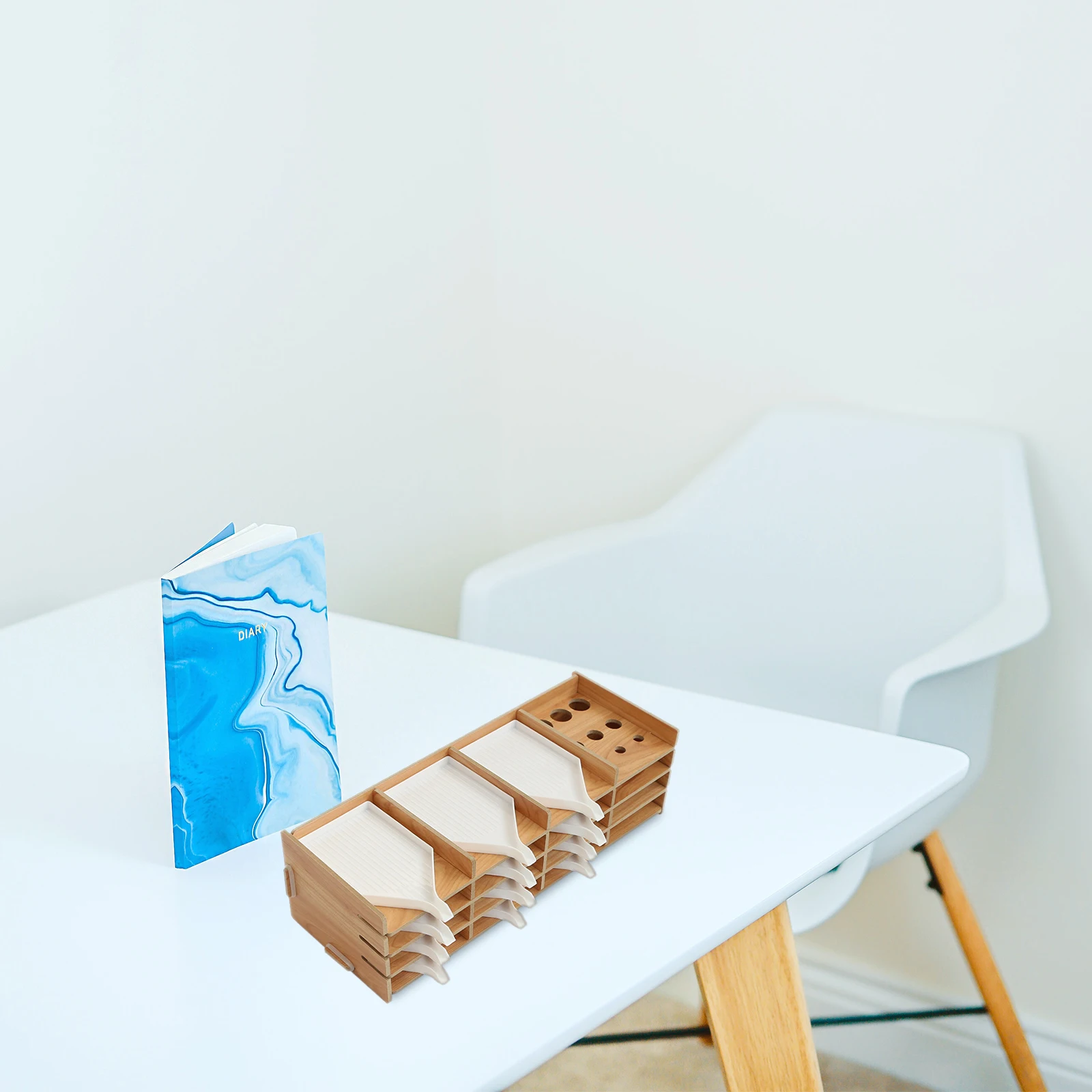 

1 set Wooden Storage Tray Silicon Inserts for Drill Pens High Quality Tool ganizer Easy Access Neat Storage