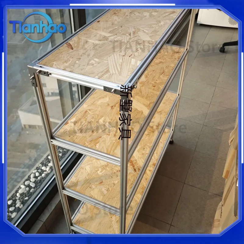 Aluminum Profile OSB Shelf Unit Mobile Bookshelf Storage Rack Material Rack Creative Living Room Floor Standing Display Shelf