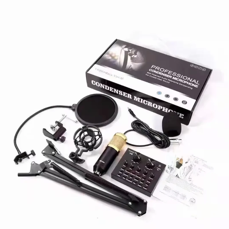 

BM800 Capacitive Microphone V8 V8S Sound Card Mobile Computer Internet Celebrity Live Streaming Equipment Set