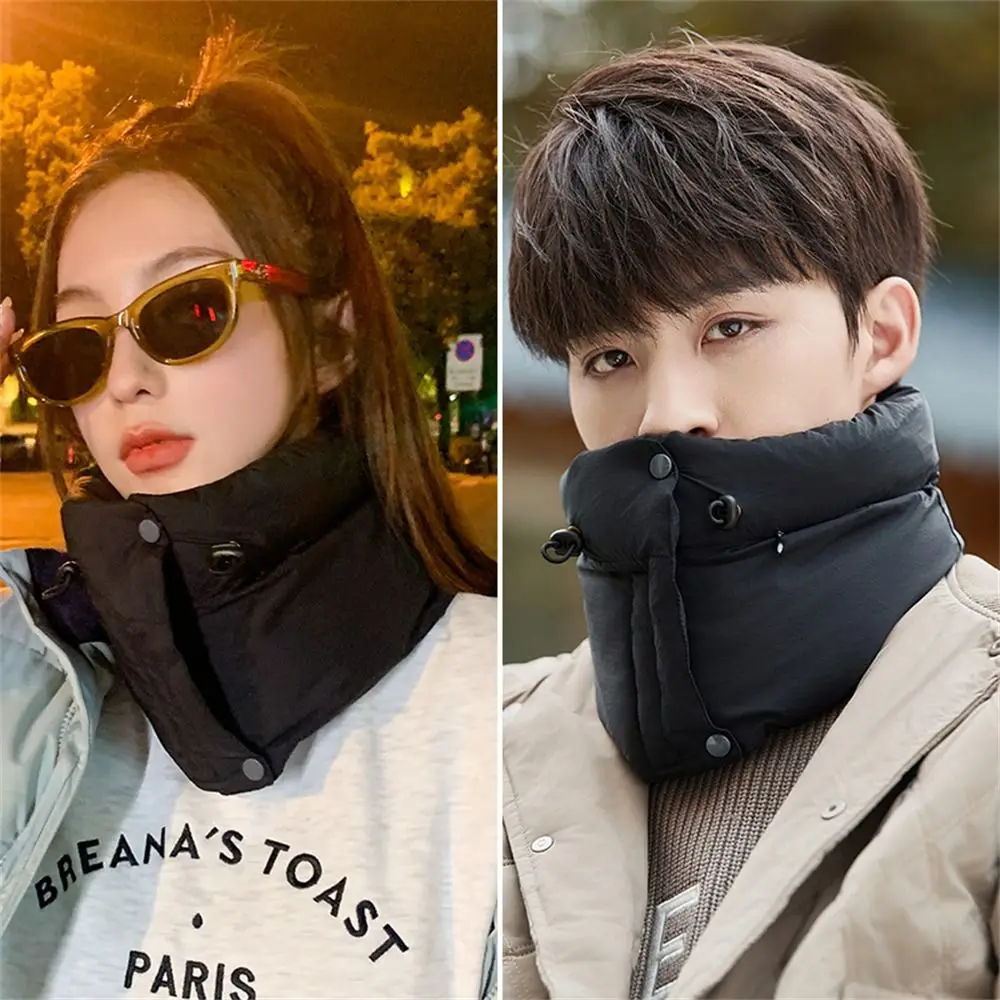 패션 하이 칼라 링 스카프, 코튼 다운 두꺼운 겨울 스카프, 따뜻한 방풍 목 각반, 야외 사이클링용