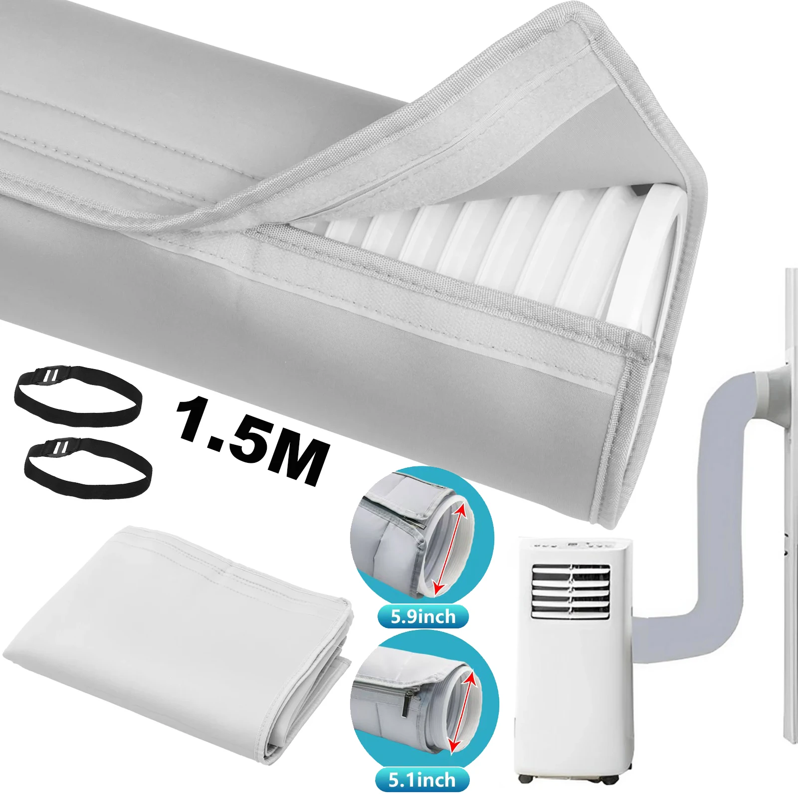 Cubierta Universal para manguera de aire acondicionado, cubierta protectora para tubo de escape, impermeable, a prueba de polvo, envoltura de aislamiento térmico portátil, 1,5 M
