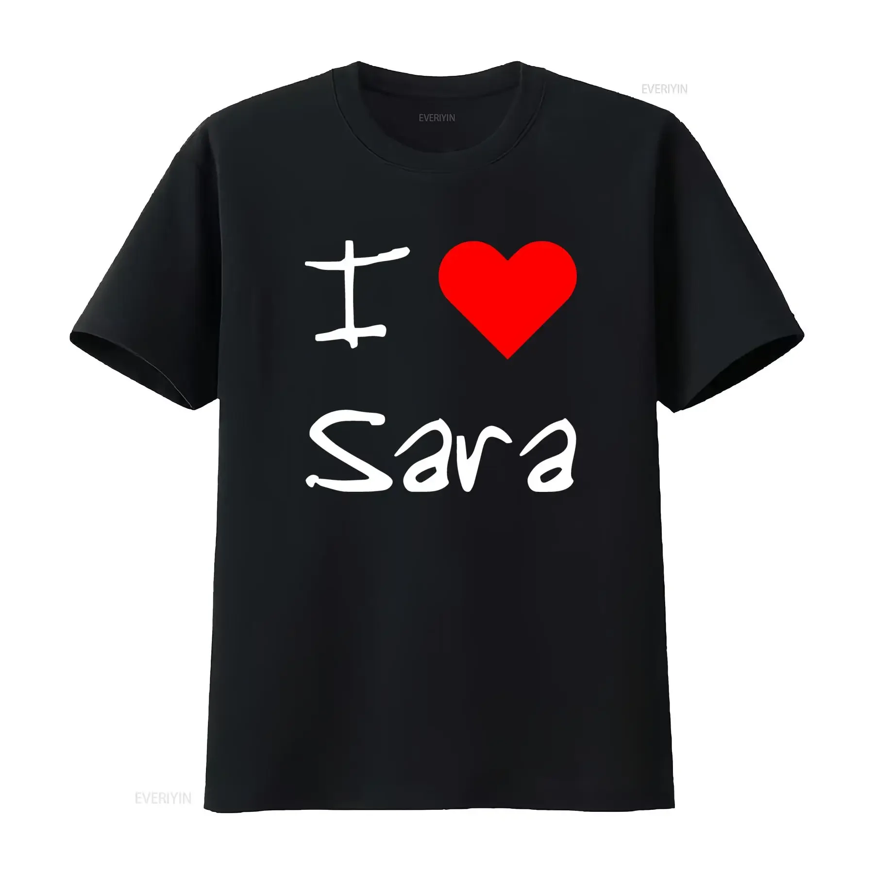 Stylish I Love Heart Sara T Shirt for Fashion Forward Individuals vintage Washed Comfortable Unisex Breathable fashion graphic