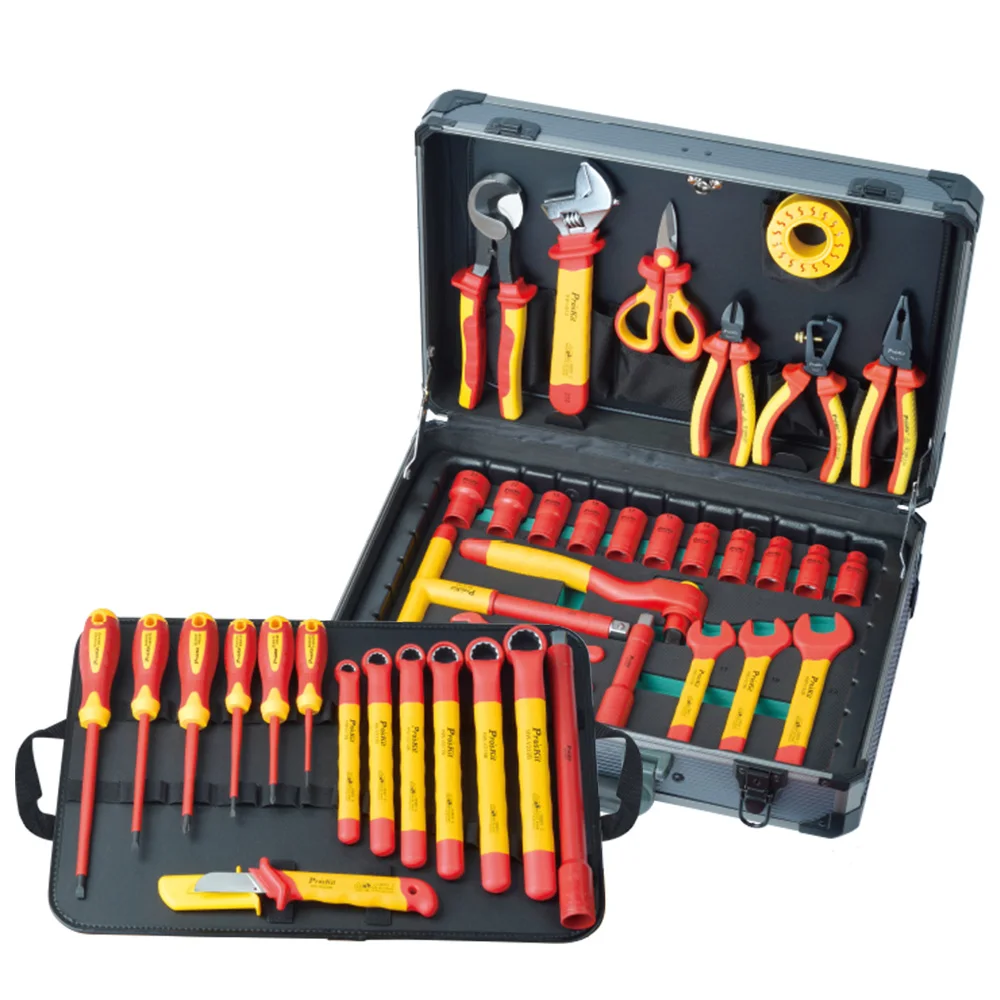 Pro'sKit PK-2836M 1000V Insulated Metric Tool Kit for Installation and Maintenance of Transportation Rail Power Grid Facilities