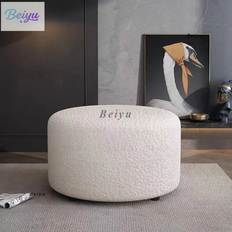 nordique-mobile-maison-explosion-laine-d'agneau-siege-jetee-canape-rond-tabouret-changement-chaussures-mille-oiseaux-grille-salon-canape-pedale