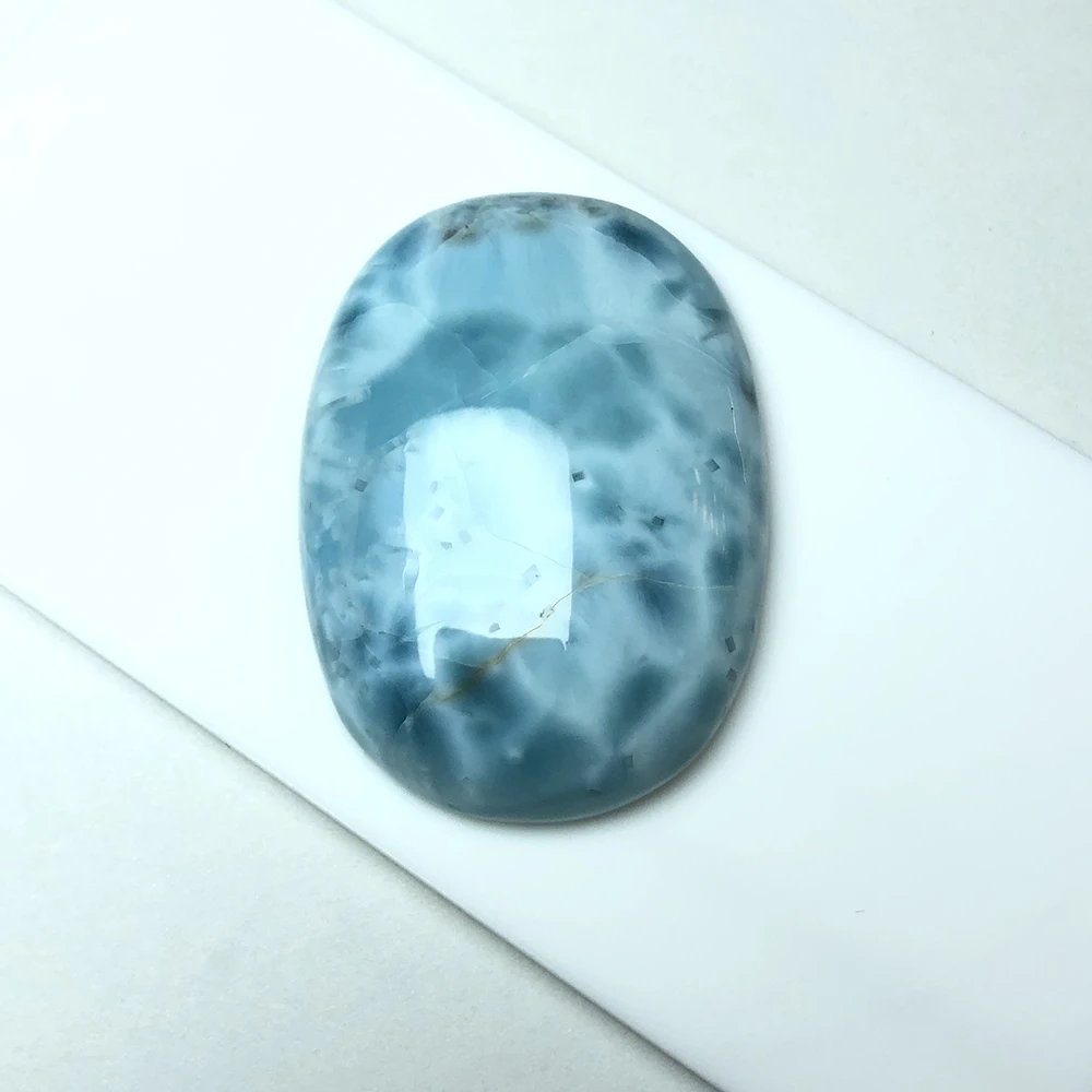 

Natural larimar stone pendant, 23.5 gram, big oval 44.6mm*32mm, beautiful deep blue color,treasure gift for important person