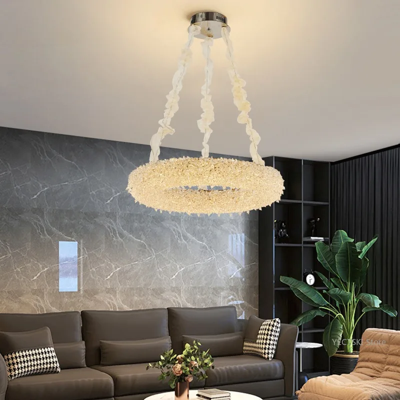 

Light luxury crystal chandelier, high-end and atmospheric villa living room lamp, model room master bedroom chandelier