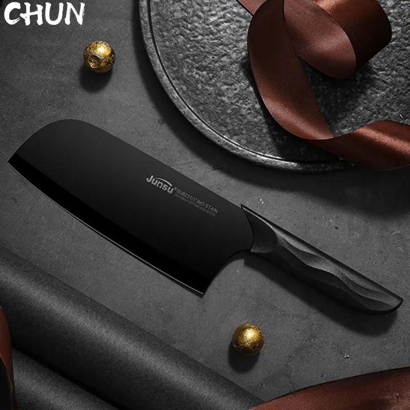 

CHUN Black Stainless Steel Kitchen Knife 30Cr13 Non Stick Coating Blade Knife Women's Best Kitchen Tools Slicing Food Knife