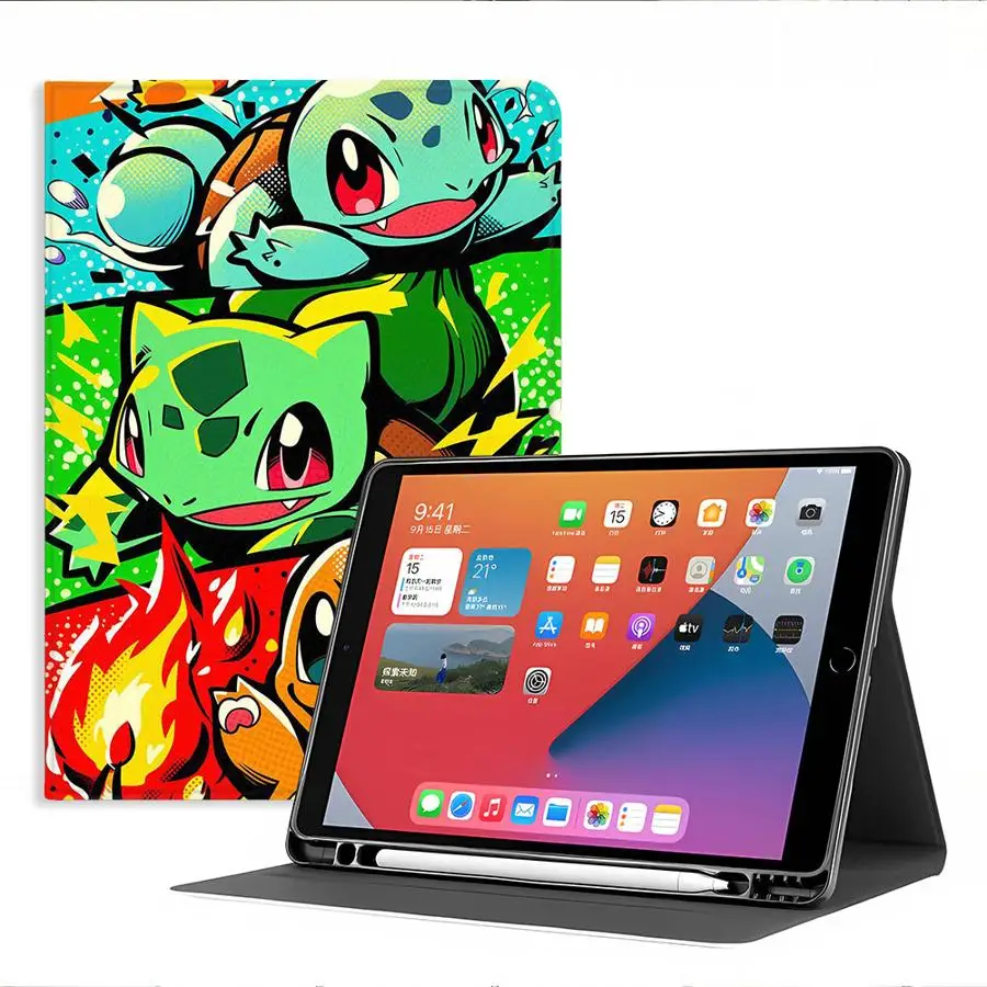 Case for Apple iPad 10th 7/8/9th Air 11 13 M4 M3 M2 A16 2026 Pro11 13 With Pencil Holder Air 4/5/6th Hot Pokemons Anime