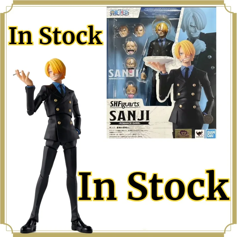 

В наличии: Фигурки BANDAI SHFiguarts One Piece Romance Dawn Sanji, модели игрушек, украшения для рабочего стола, персонажи аниме