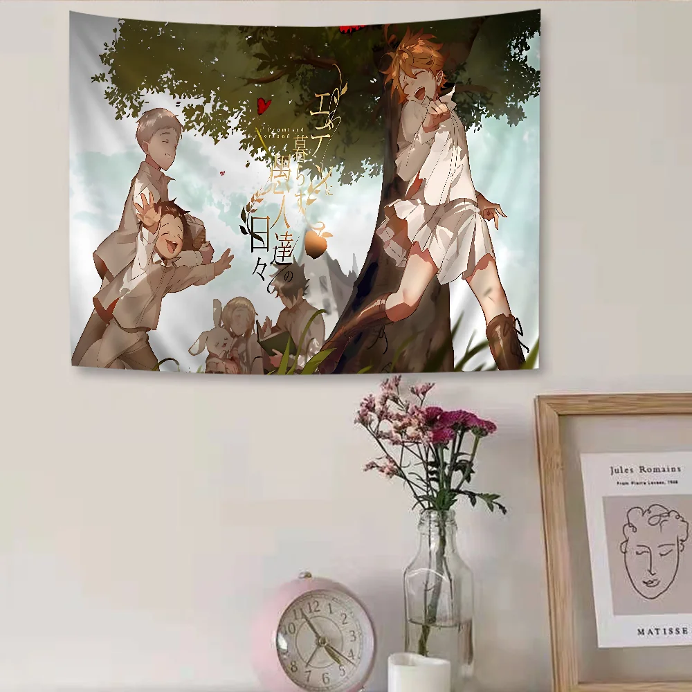 Anime The Promised Neverland Tapestry Art Printing Japanese Wall Tapestry Anime Wall Hanging Home Decor