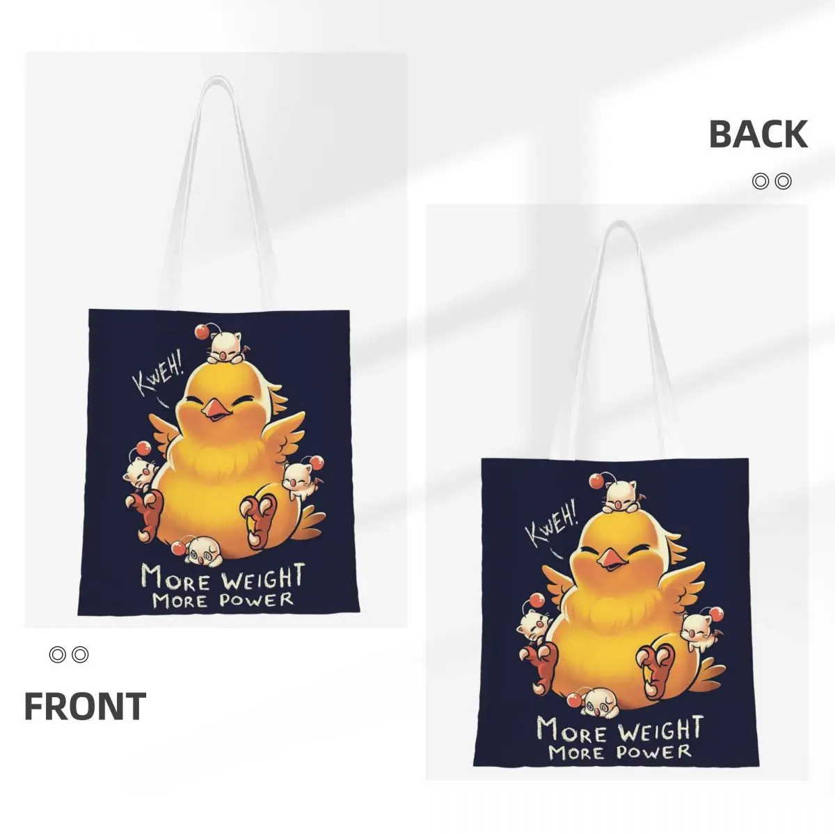 Funny Fat Chocobo - Big Power Shopping Bags Girls Canvas The Tote Bag Foldable Ladies Shoulder Tote Travel Handbag