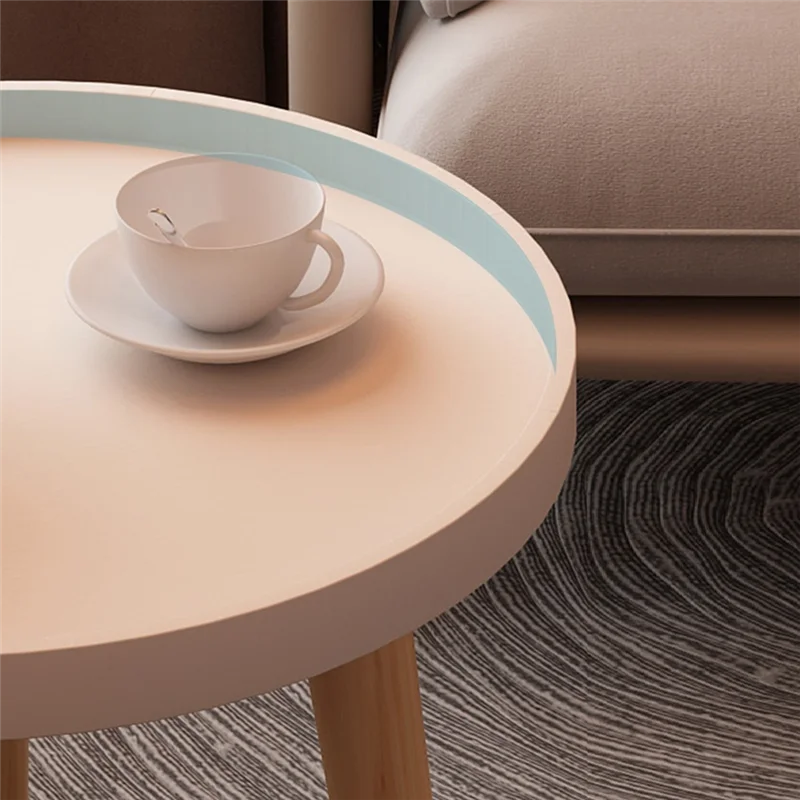 ABFU-طاولة مستديرة بيضاء بجانب السرير طاولة القهوة ديكور المنزل طاولة السرير