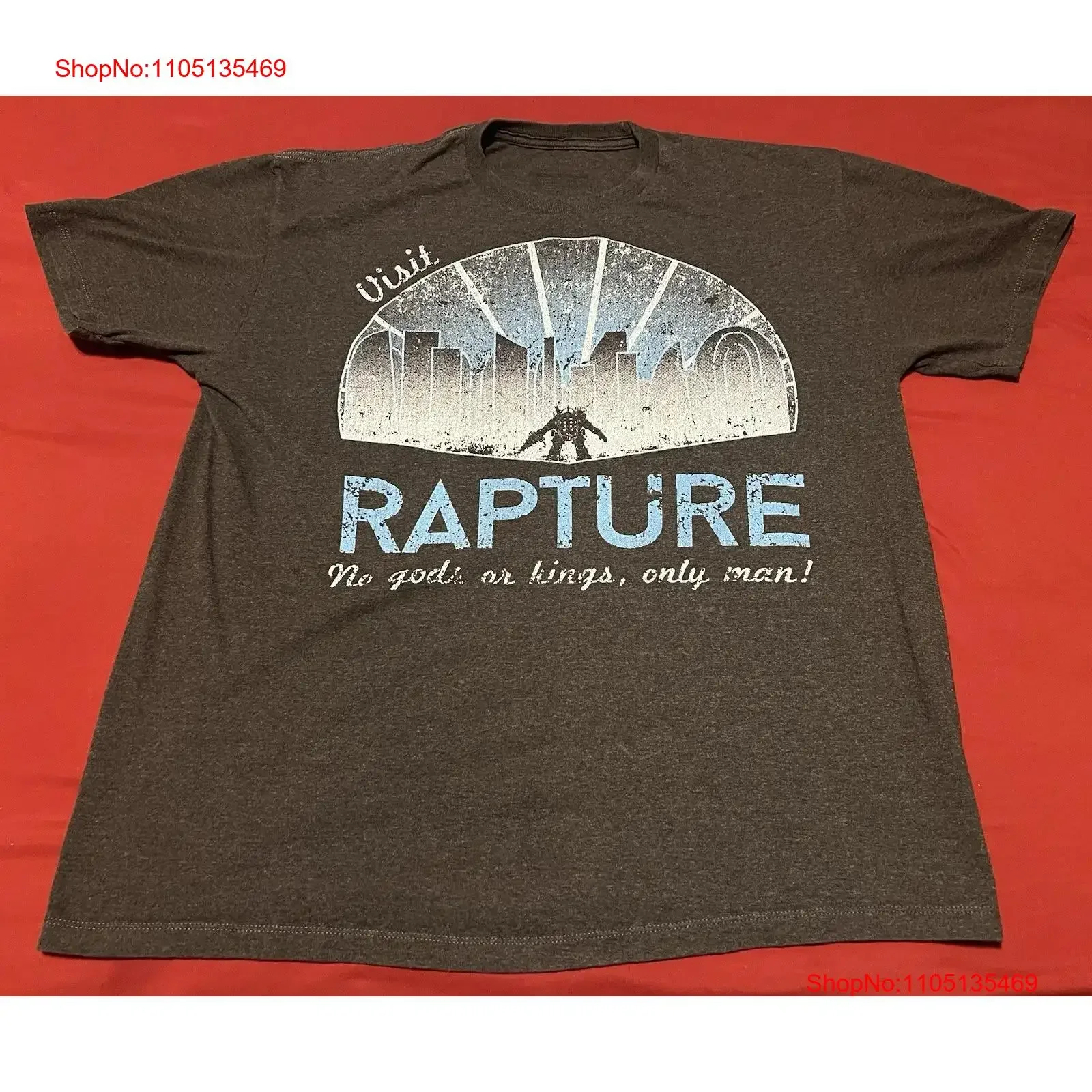 Bioshock visita Rapture No dioses ni reyes sólo hombre Big Daddy camiseta tamaño XL vintage lavado moda gráfico streetwear