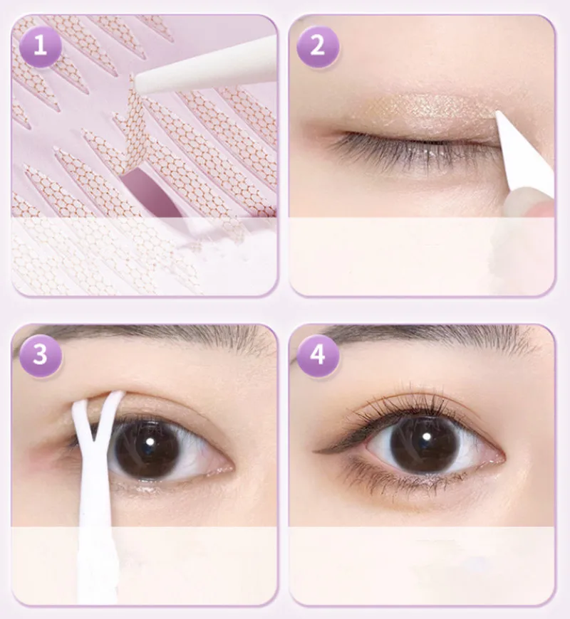 960PCS unsichtbare doppelte Augenlid-Klebeband-Aufkleber, langlebig, doppelt gefaltet, selbstklebende Paste, transparent, beige, große Augen-Werkzeuge – Detail 8